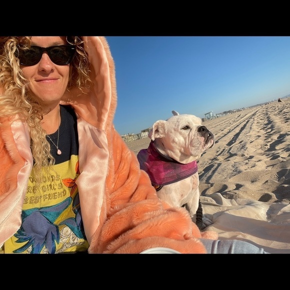 Laina Rauma full length Minky coat faux fur hooded pink salmon - Picture 2 of 16